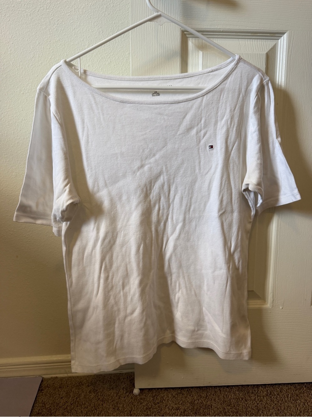 Tommy Hilfiger White Scoop Neck Short-Sleeve Tee
